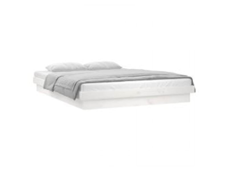 Lit double- lit adulte - cadre de lit à led sans matelas blanc 160x200 cm bois massif - Conforama B