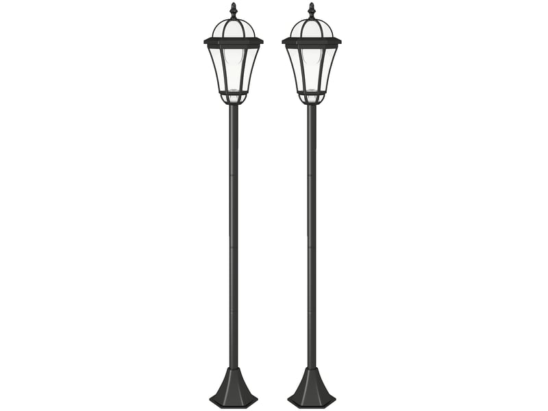  Lot de 2 lampes solaires de jardin avec 2 led et allumage automatique, noires  - Conforama B