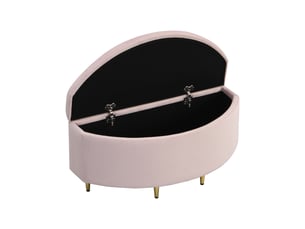 Banc de lit moderne 90x40x42 cm avec coffre de rangement, repose-pieds à pieds en métal, velours rose