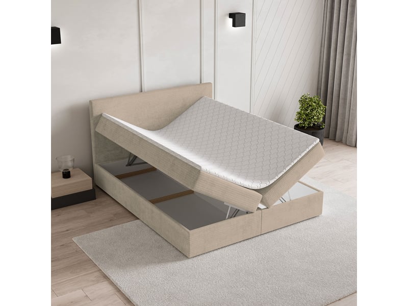  Boxspring nira 200x200 cm, lit complet avec matelas, beige  - Conforama C