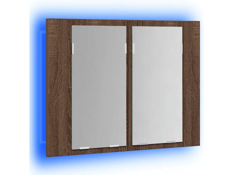  Armoire à miroir led chêne marron 60x12x45 cm bois d'ingénierie  - Conforama D