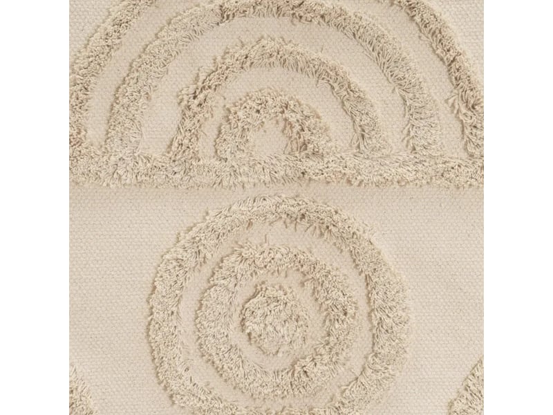  Tapis de sol rectangulaire en coton naturel à motifs arcs et cercles avec franges - longueur 80 x largeur 50 cm  - Conforama C