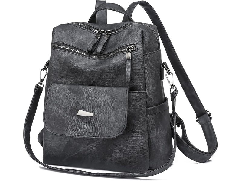  Sac à dos femme en cuir, petit format – imperméable, anti-vol, bandoulière pour ladies-noir  - Conforama A
