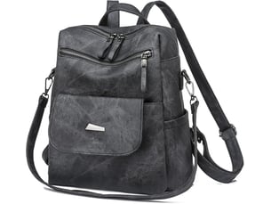 Sac à dos femme en cuir, petit format – imperméable, anti-vol, bandoulière pour ladies-noir