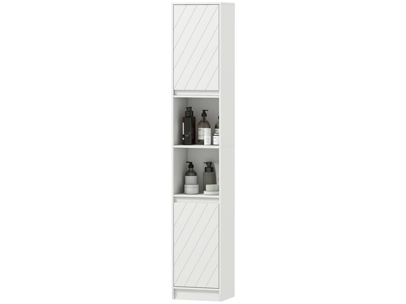  Meuble colonne de salle de bain 2 portes et 2 niches blanc 30 x 24 x 170 cm  - Conforama B
