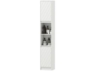 Meuble colonne de salle de bain 2 portes et 2 niches blanc 30 x 24 x 170 cm
