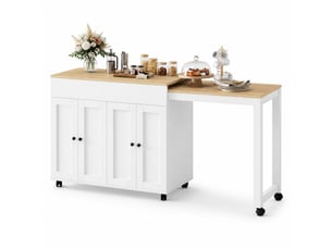Table bar extensible avec rangement 117-180 x 50 x 94,6 cm en mdf blanc