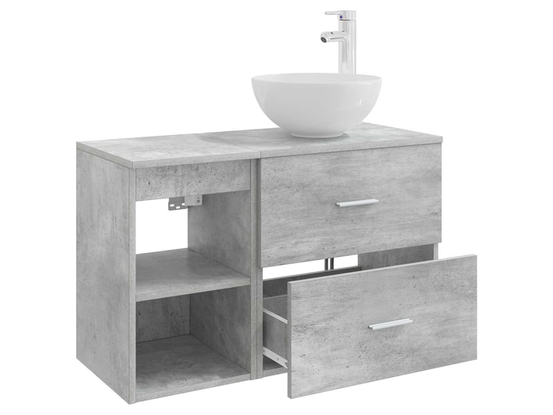  Ensemble de mobilier de salle de bain 2 pc gris béton cf64140  - Conforama D