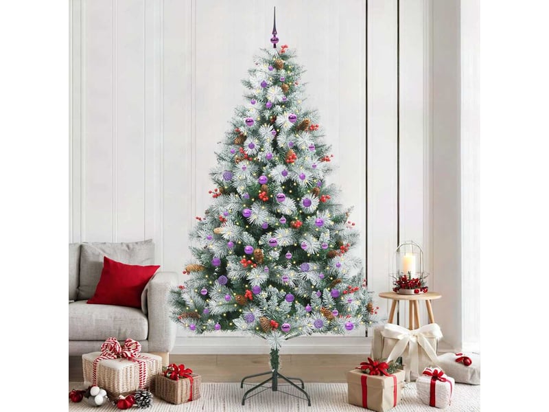 Sapin de noël, arbre de noël artificiel vert et blanc 240 cm cf61502 - Conforama B