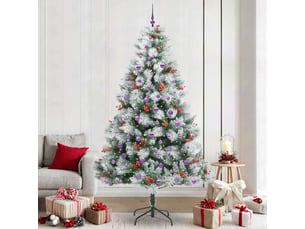 Sapin de noël, arbre de noël artificiel vert et blanc 240 cm cf61502