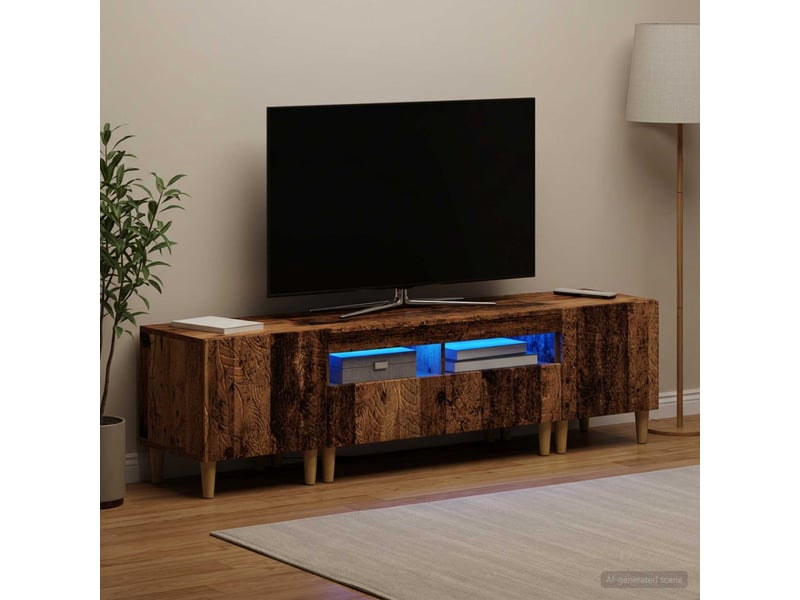 Ensemble de 3 meubles tv - banc tv - meuble de rangement led delft bois ancien - Conforama C