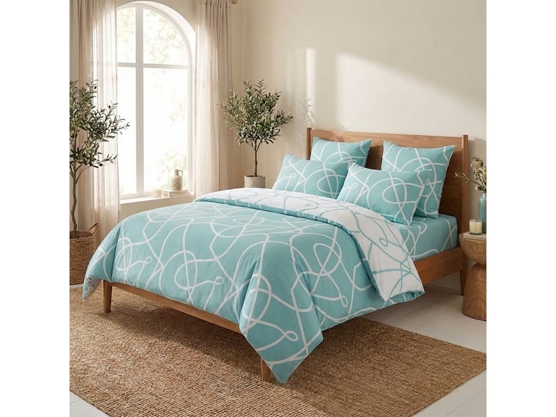  Parure de lit 220x240 cm coton pablo aqua PD25477 - Conforama B
