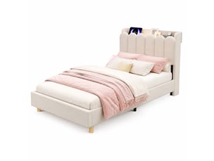Lit avec rangement 90x200 cm    coloris beige