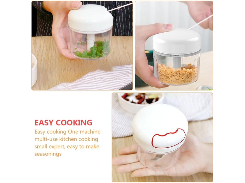  Mini hachoir à ail manuel 300 ml 3 lames hachoir cuisine portable pour légumes fruits et viande outil compact et étanche  - Conforama E