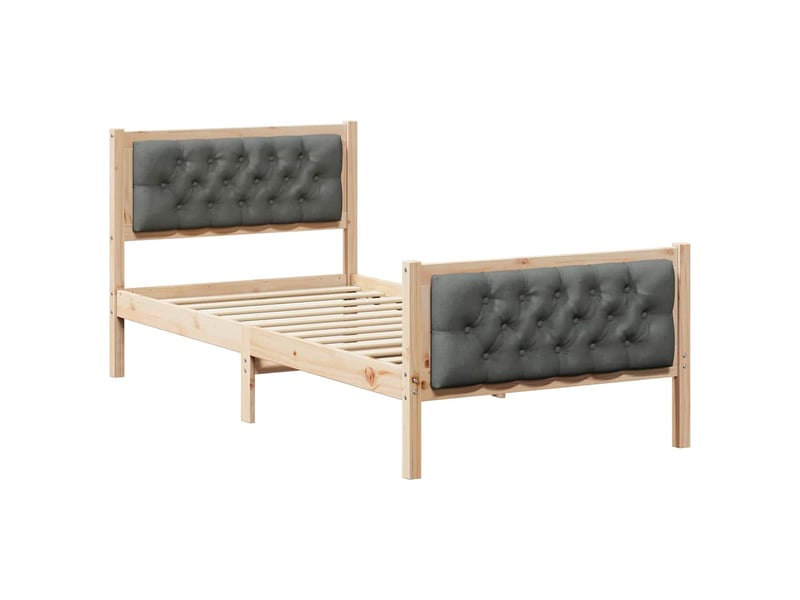  Lit simple- lit adulte -  cadre de lit avec tête de lit gris foncé 90 x 200 cm pin massif  - Conforama A