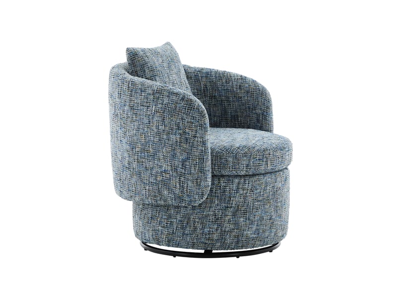 Fauteuil pivotant 028 bleu, rotation 360°, rangement caché et coussin de dossier épais - Conforama E