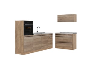 Vicco cuisine, sonomachêne doré, 220cm plan de travail marbre