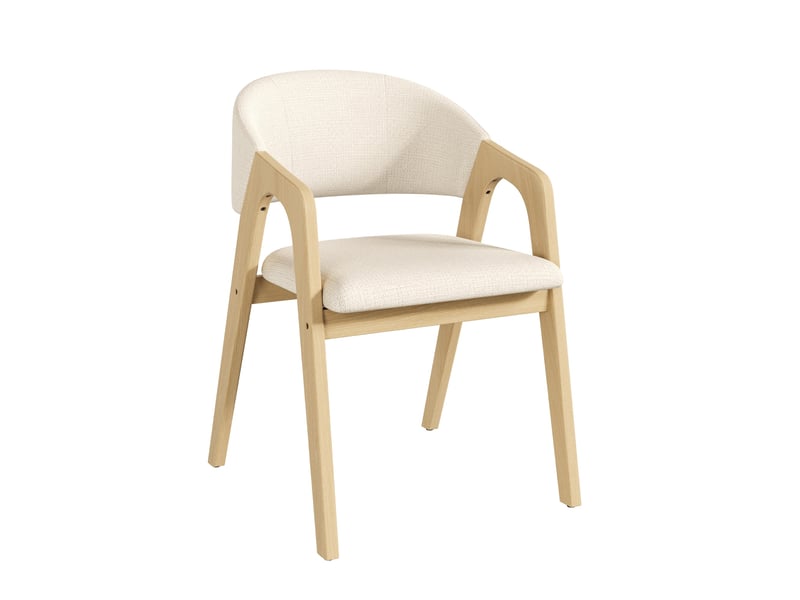  Lot de 2 chaises de salle à manger avec accoudoirs 55.5x60x83 cm beige et naturel  - Conforama E