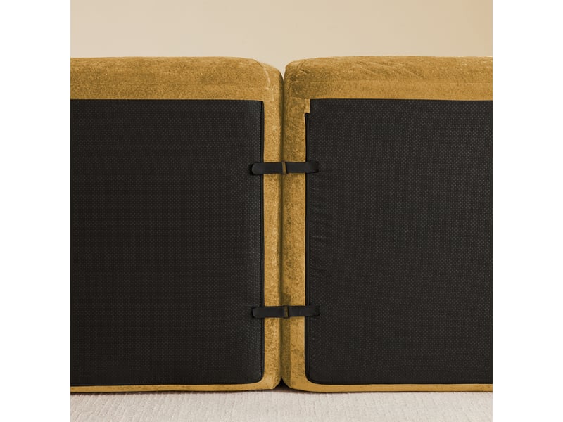  Fauteuil canapé d'angle jaune 4 places chenille modulable avec repose-pieds design moderne salon  - Conforama W