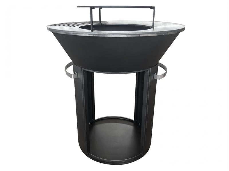  Barbecue rond grand avec plaque d'acier rond et grill en acier coloris noir EFP59B ROUND - Conforama B