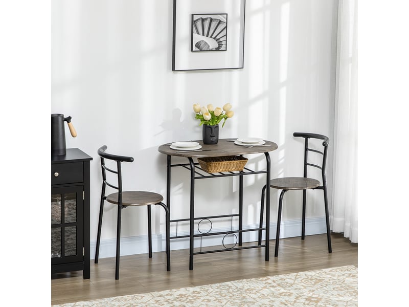  Ensemble bistro, 3 pièces, 1 table, 2 chaises, 80 cm x 53 cm x 74,5 cm, noir  - Conforama C
