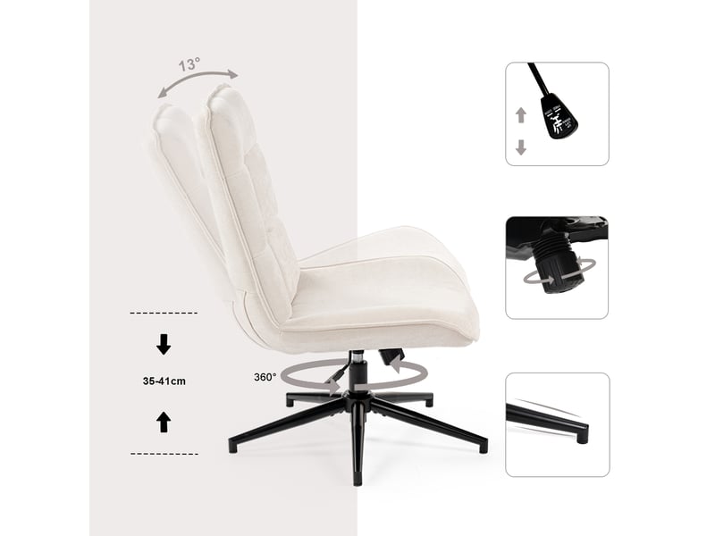  Fauteuil salon fonction d'inclinaison pivotant sur 360° avec dossier en tissu chenille beige  - Conforama C