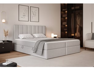 Lit coffre 160x200 cm <strong>IDOHOME</strong>  <strong>LEO</strong> coloris gris