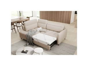 Canapé d'angle gauche fixe <strong></strong> <strong></strong> 3 places Tissu beige avec coffre de rangement