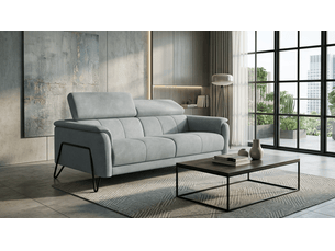 Canapé 3 places roden, tissu velours gris clair