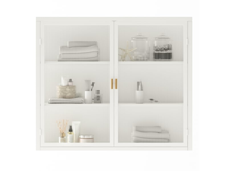  Meuble mural 2 portes en métal et verre trempé 70 x 23 x 60 cm W2552P481268 - Conforama A