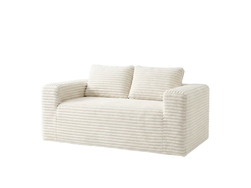  Canapé 2 places 160 x 88 x 58 cm en velours côtelé sans montage beige chicfurn  - Conforama A