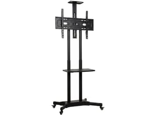 Support tv mobile réglable en hauteur pour tv 32-75, 2 étagères, métal, vesa 400x600 mm