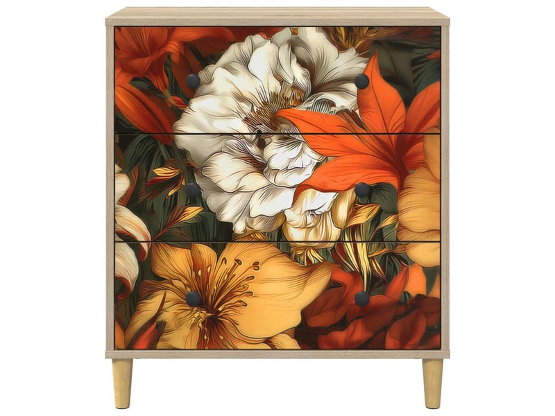  Commode chambre, meuble de rangement gennep impression de lys 66 x 36,5 x 75 cm sonoma  - Conforama E