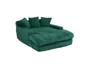 Canapé 2 places, transformable en lit, avec coussins, en velours côtelé, coloris vert émeraude, l125 x p155 x h63 cm, pour salon