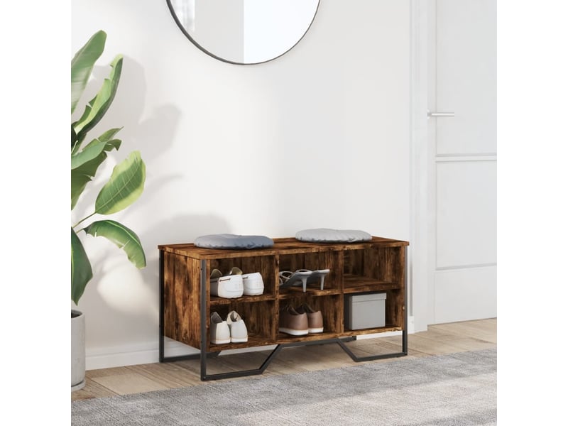  Meuble à chaussure | armoire à chaussures chêne fumé 90x38x45,5 cm bois d'ingénierie  - Conforama C