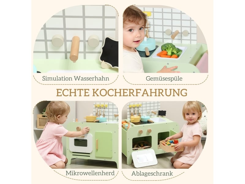 Cuisine jouet enfant 60x31,6x58 cm – verte – 15 accessoires, évier et rangements intégrés dès 3 ans - Conforama D