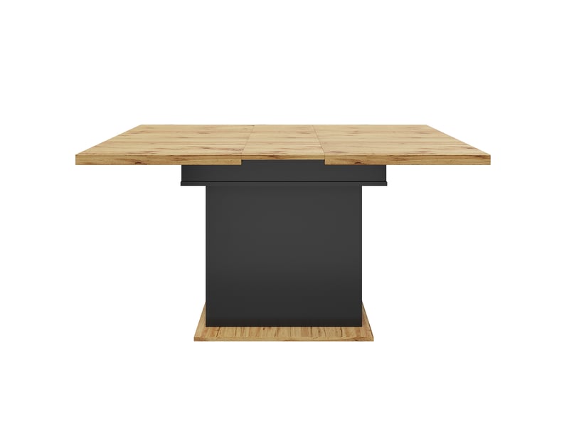  Table extensible avec rangement et étagères réglables pour salle à manger en mdf 110-140×80×75 cm noir naturel  - Conforama D