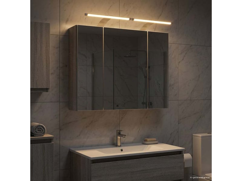 Amoire de salle de bain, meuble de salle de bain avec miroir sonoma gris shl2702 - Conforama D