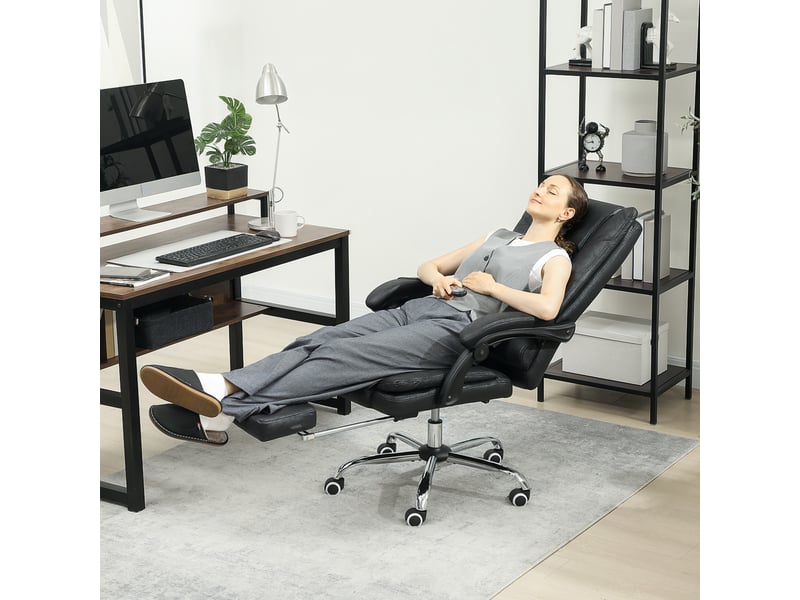  Fauteuil de massagefauteuil de bureau avec fonction massage, repose-pieds inclus, hauteur réglable, 64 cm x 70 cm x 118 cm, noir  - Conforama C