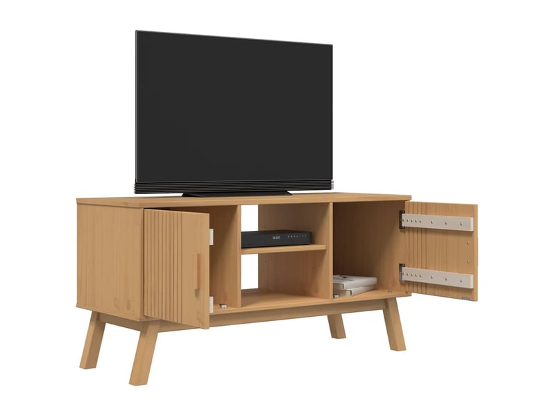  Meuble tv - banc tv - meuble de rangement olden marron 114x43x57 cm bois de pin massif  - Conforama D