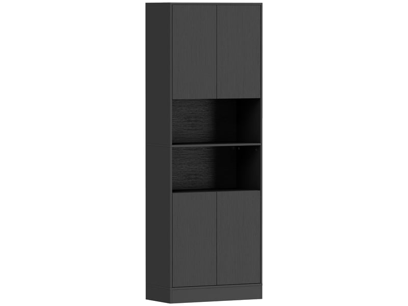  Buffet haut cuisine, armoire de cuisine, 2 compartiments ouverts et étagères réglables, 4 portes à fermeture douce, noir  - Conforama B