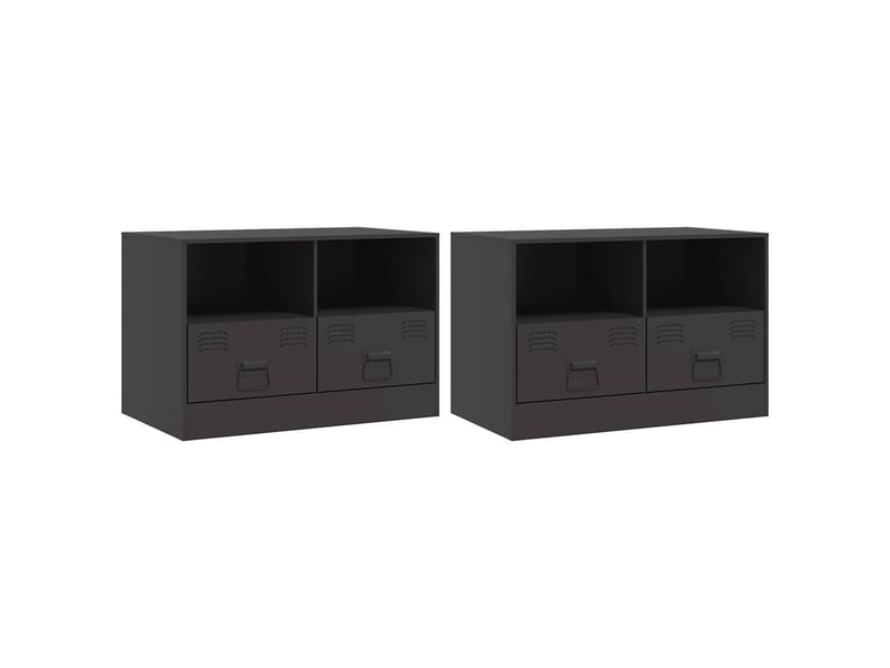  Lot de 2 meuble tv bas salon noir 67x39x44 cm acier shl90880  - Conforama A