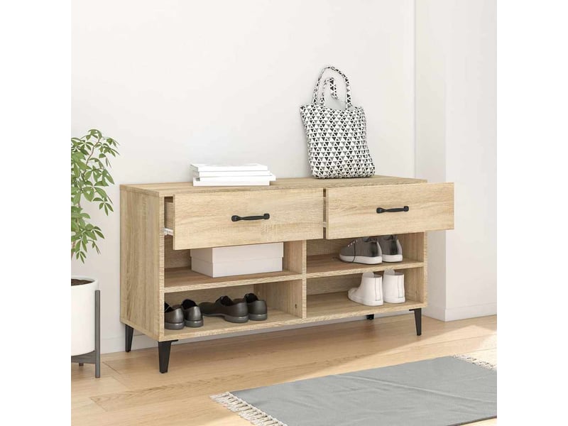  Meuble à chaussure | armoire à chaussures chêne sonoma 102x35x55cm bois d'ingénierie  - Conforama C