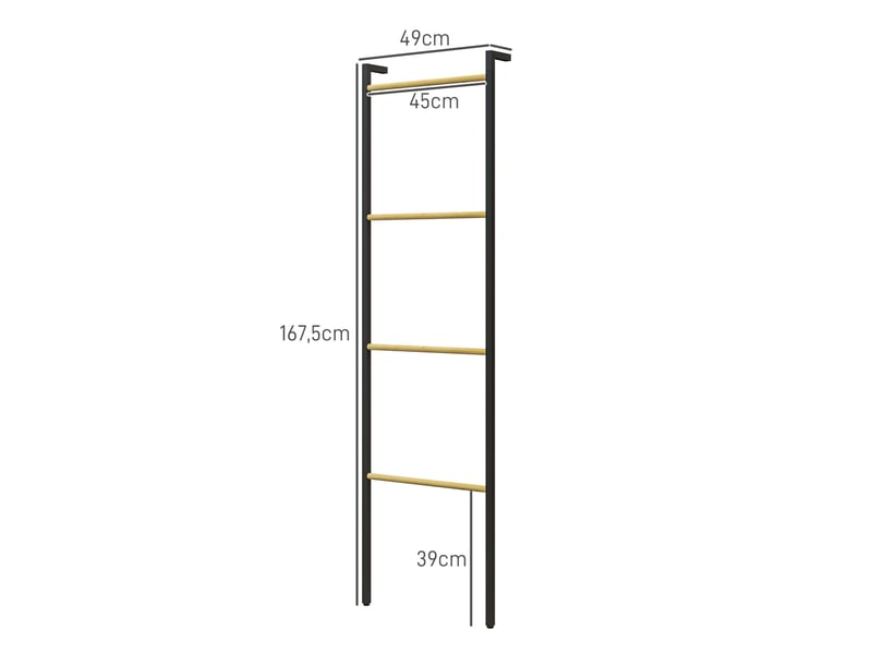  Porte-serviettes 49x167,5 cm à 4 barres métal noir  - Conforama E