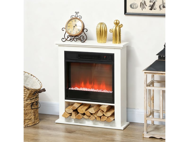 Cheminée électrique 1800 w blanche, effet flamme 9 couleurs, 62,5 x 20 x 72,5 cm - Conforama D