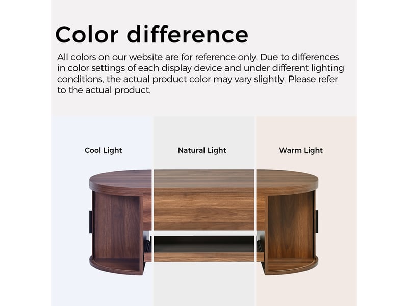 Table basse relevable avec plateau divisé, portes coulissantes et rangement dissimulé en mdf 110×55×55 cm noyer - Conforama E