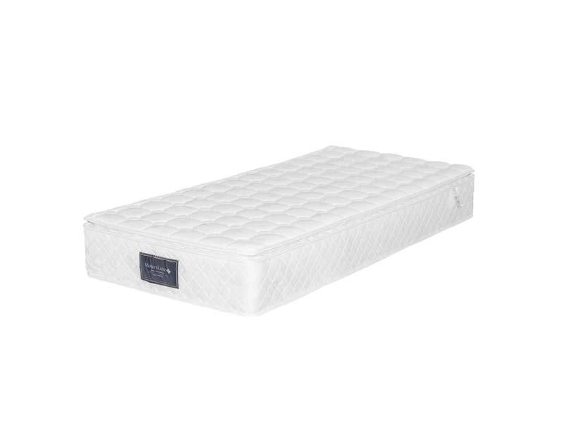  Lit enfant en bois massif 90x200cm avec matelas, cadre de lit avec sommier à lattes en pin, naturel et blanc, lit 1 personne  - Conforama B