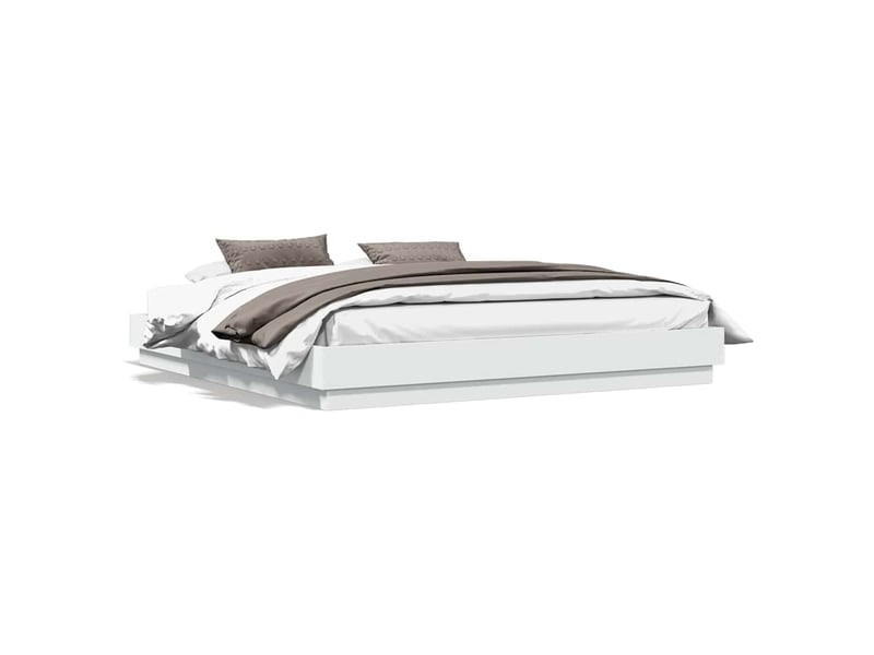  Lit double- lit adulte -  cadre de lit sans matelas blanc 200x200 cm  - Conforama A
