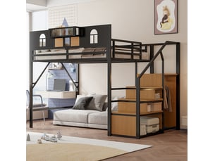 Lit mezzanine 140x200 cm TCQPZ coloris noir