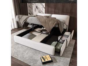 Lit coffre 180x200 cm MERAX  lit adulte blanc coloris blanc